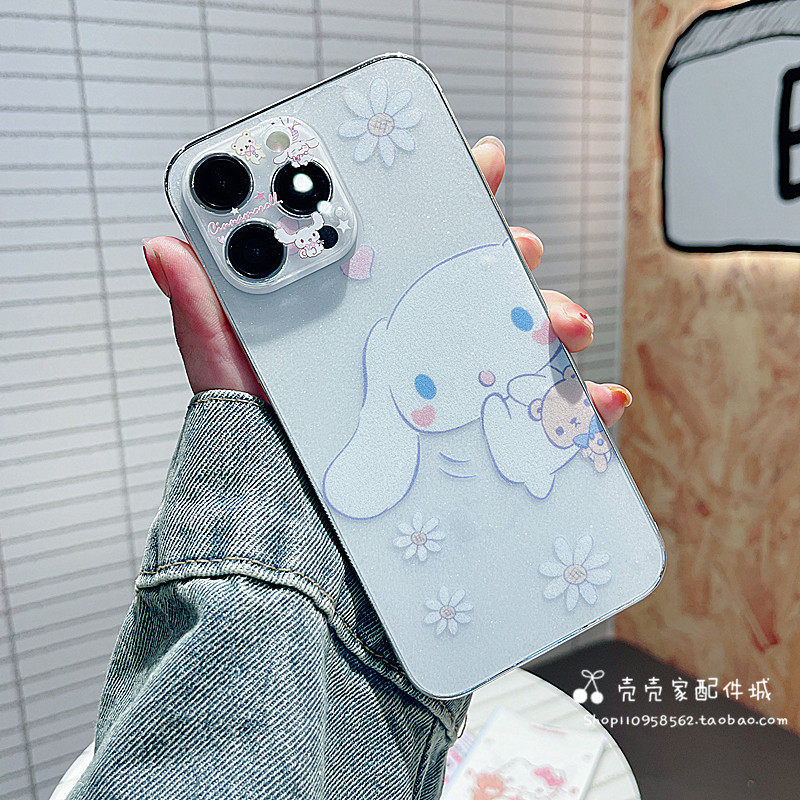 玉桂狗适用iphone15/16promax全身贴纸苹果13背贴加边框贴膜14Pro卡通彩膜可爱钢化玻璃镜头膜闪粉磨砂膜