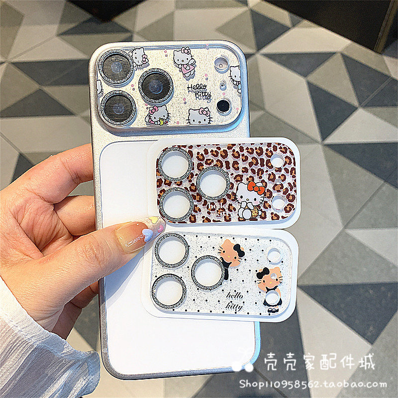闪粉适用iPhone17promax卡通镜头膜苹果17Pro全包后摄像头保护膜17PM一体钢化彩膜kt猫防摔防刮可爱膜新款