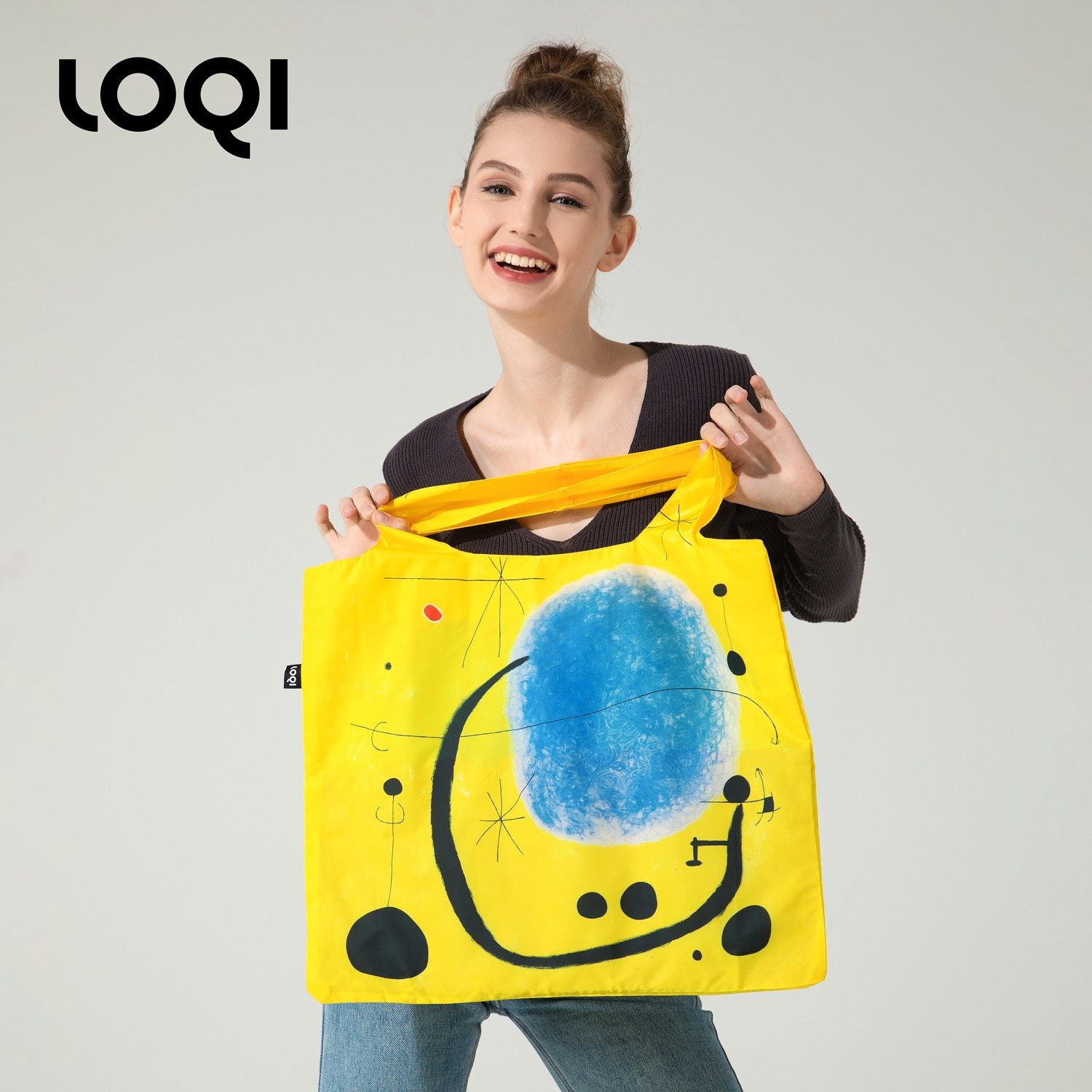 LOQI胡安·米罗系列大容量环保购物袋折叠单肩包女潮流时尚通勤包,收纳整理,购物袋/环保袋/帆布袋,淘宝优惠券,粉丝福利购,淘宝优惠卷