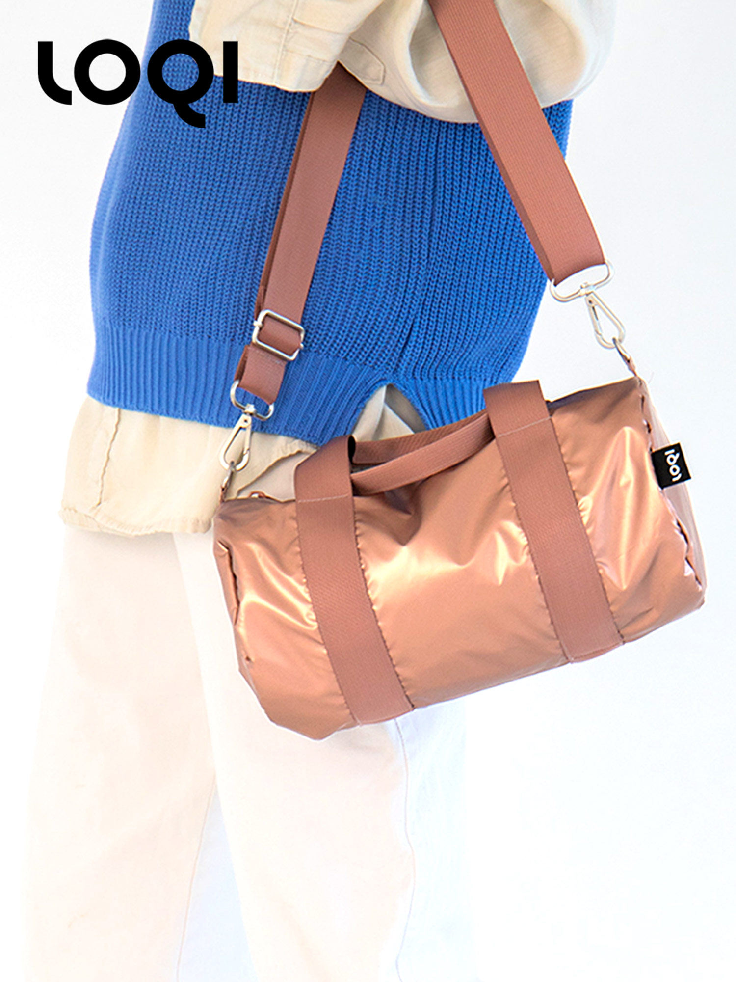 독일 LOQI 패션 시리즈 메탈릭 여행 가방 숄더백 대용량 트렌디 피트니스 가방 수하물 가방