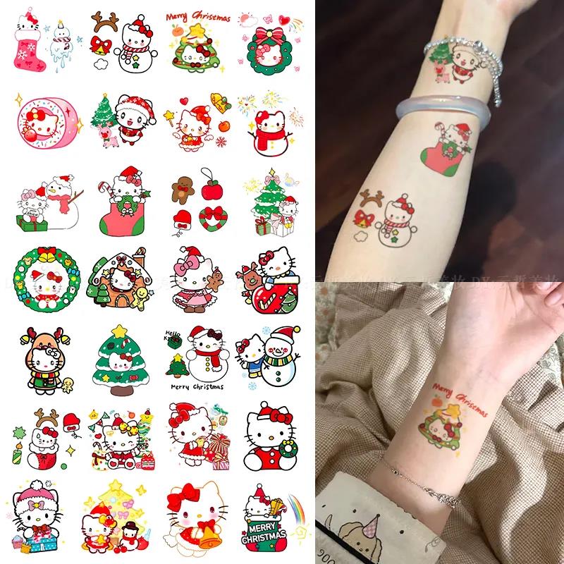 圣诞节kitty猫彩色纹身贴