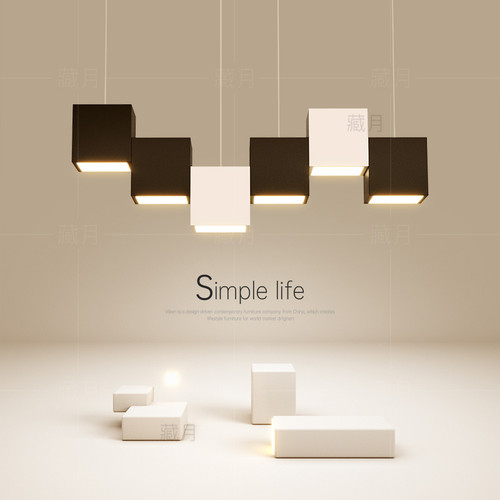 简约现代极简几何长条餐厅吊灯
