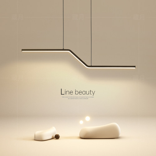 极简一字长条餐厅吊灯