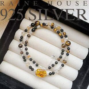 【野心优雅】S925银个性款棕色系流光串珠手工项链42+5cm