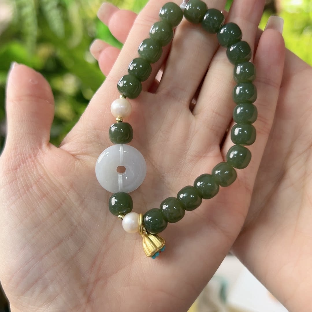 翡翠平安扣碧玉手串