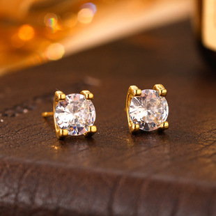 925银针四爪原锆耳钉女高级感轻奢时尚 设计耳环简约日常耳饰 个性