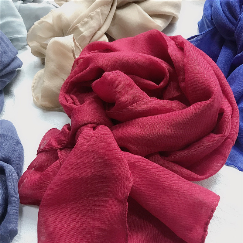 순면 스카프 아동용 면 거즈 스카프 소년 소녀 면 및 린넨 얇은 실크 스카프 다용도 부드럽고 단색 1-23