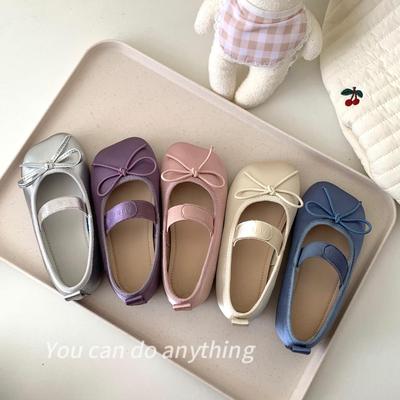 ABCdoukids女童小皮鞋2024秋季儿童公主鞋中大童蝴蝶结鞋方头单鞋