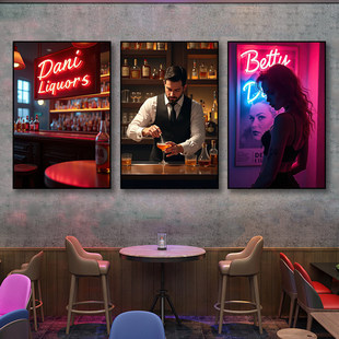 酒吧墙面装饰画LED霓虹灯酒馆清吧KTV包间壁画音乐餐吧发光挂画
