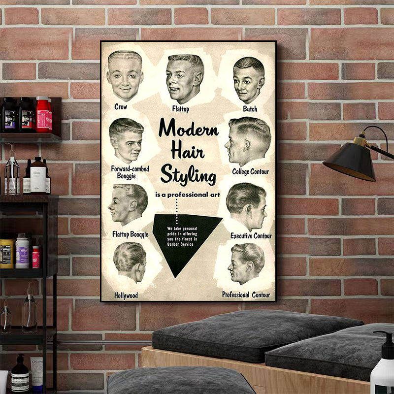 复古男士发型装饰画理髲店照片油头图片barbershop海报barber挂画