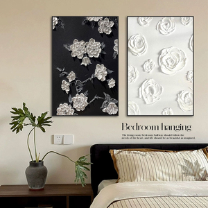 小香风装饰画卧室沙发背景墙挂画客厅山茶花壁画时尚高级感美容院