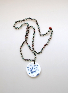 手绘陶瓷装饰品菩提民族风毛衣链