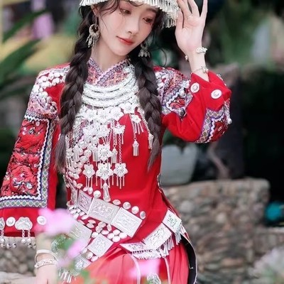 苗族服装土家族湘西贵州演出服女少数民族舞蹈服装苗疆服装舞台装