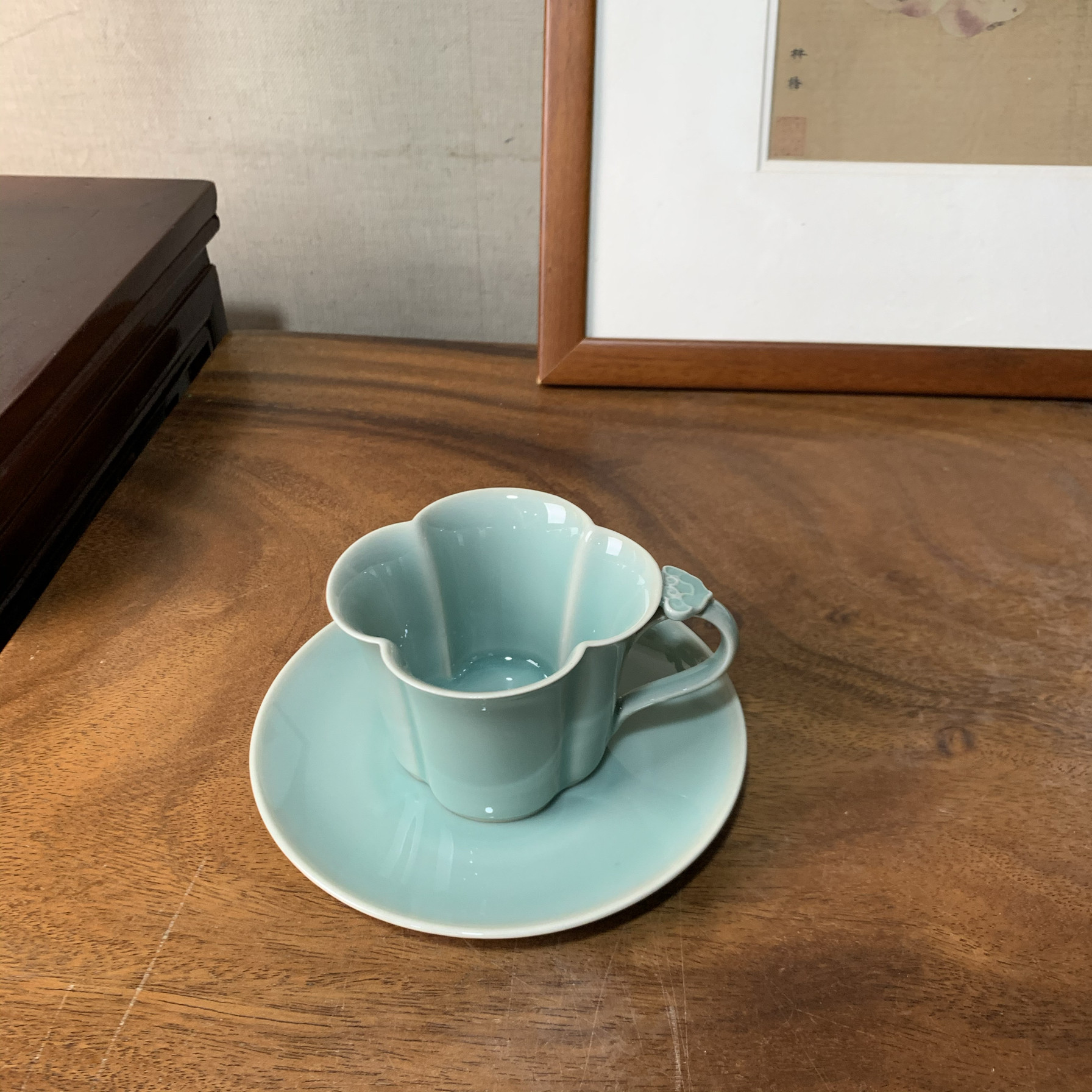 龙泉窑四叶草咖啡套杯有耳茶杯主咖啡杯