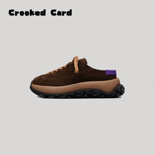 CROOKED CARD 26春夏联名款 半包一脚蹬懒人鞋厚底增高1774勃肯鞋