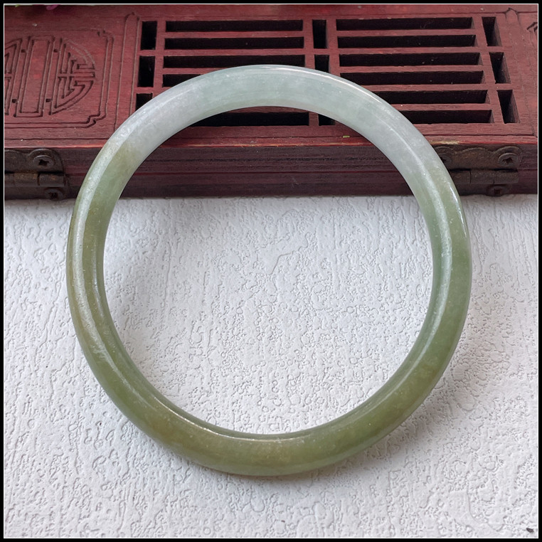 54长内径天然缅甸翡翠A货贵妃手镯糯种飘黄翡叮当镯玉镯子=52圆镯