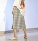 复古百搭显瘦格子半身一步裙 松紧腰包臀裙女 简约下摆开叉中长裙