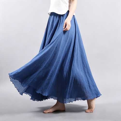 文艺棉麻大摆长裙拖地裙大码伞裙