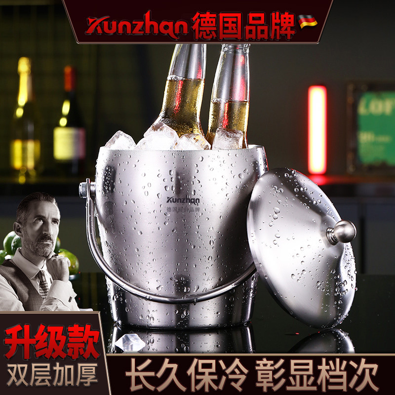 不锈钢冰桶KTV商用干冰桶酒吧冰镇饮料香槟啤酒桶创意带盖冰块桶