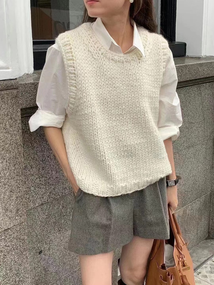 特 韩国东大门代购2025秋冬ounce-a圆领 羊绒羊毛 无袖背心 马甲