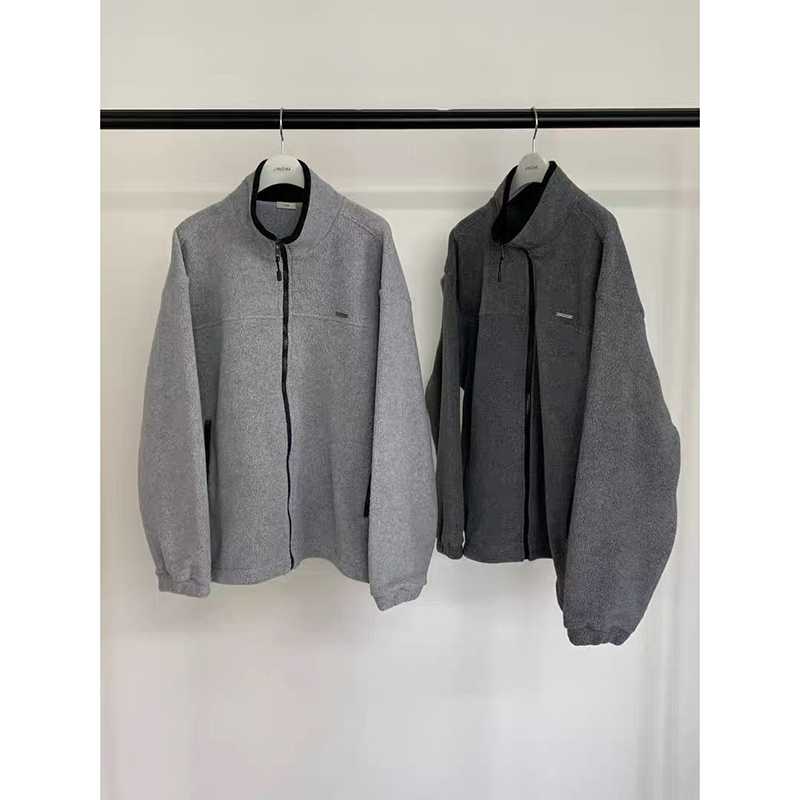现 韩国东大门代购2025冬季JINSIM-a休闲立领保暖摇粒绒拉链外套