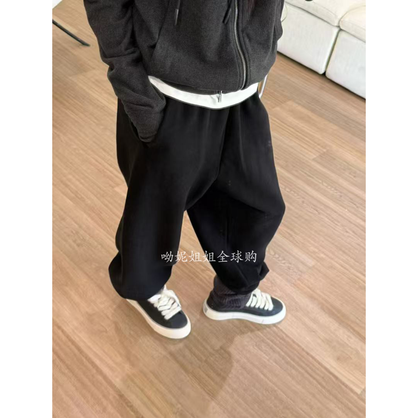 现 韩国东大门代购2025冬季tug-a松紧腰休闲百搭长裤加绒束腿卫裤