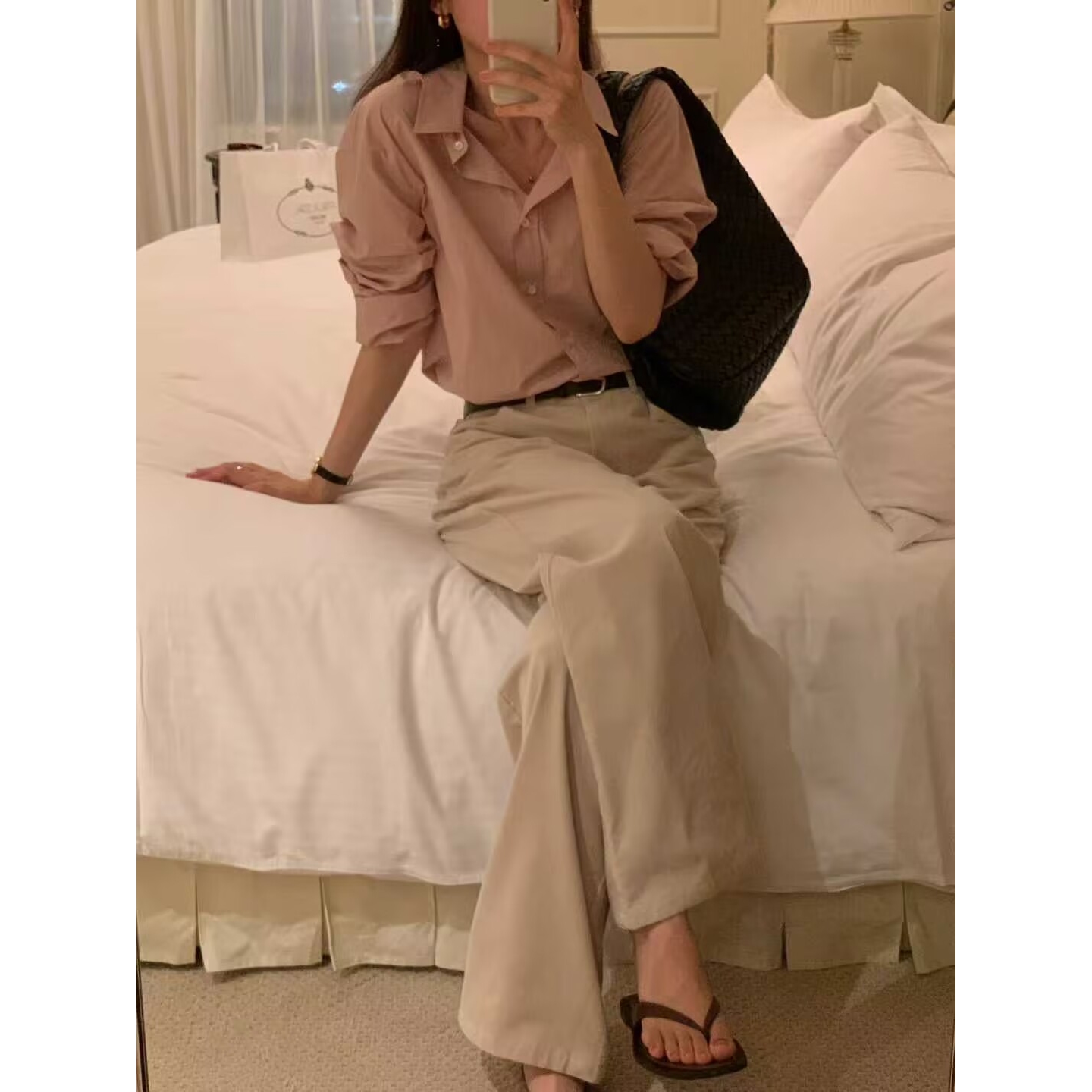 现 韩国东大门代购2025秋季OUNCE-a通勤高级感纯色翻领单排扣上衣