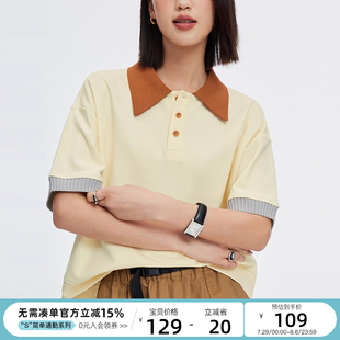 可盐可甜 polo衫 CLOUDSPACE 拼接撞色短款 T恤 夏季 休闲短袖