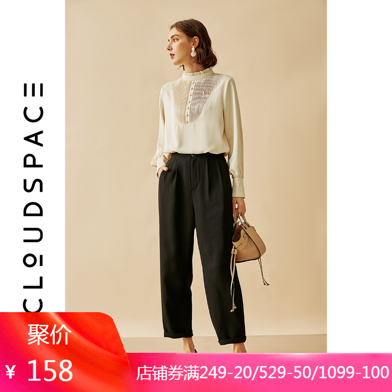 cloudspace黑色文艺直筒裤秋休闲裤158.00元包邮
