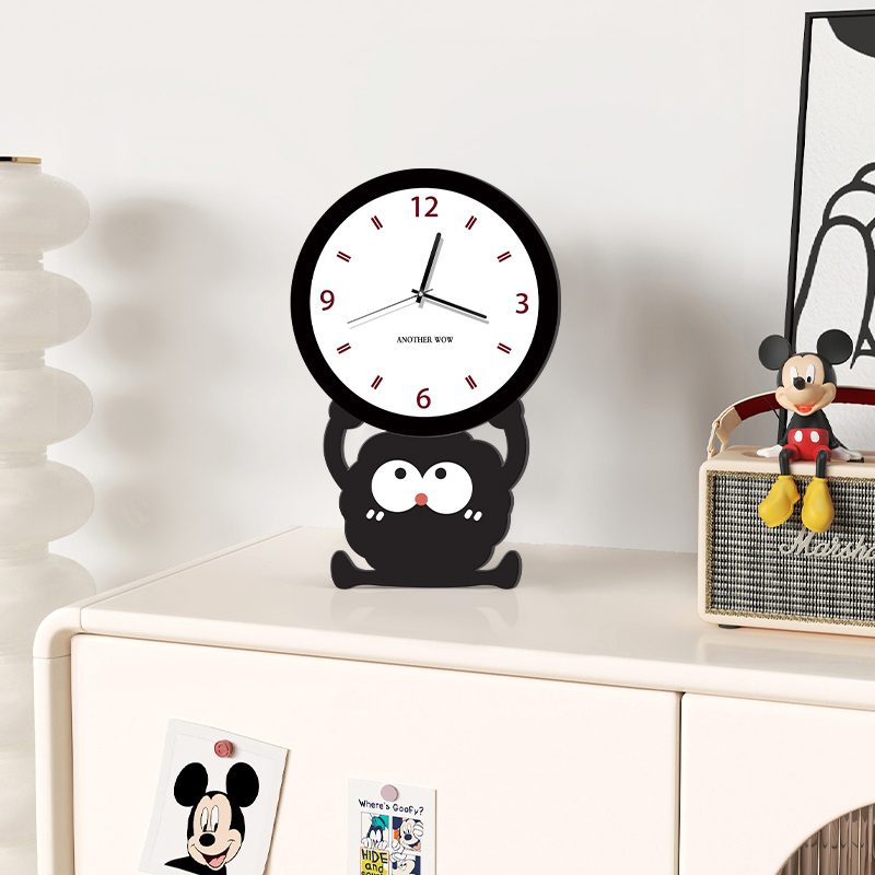 卡通可爱桌面钟表小摆件客厅家居装饰品创意静音玄关桌时钟摆台式