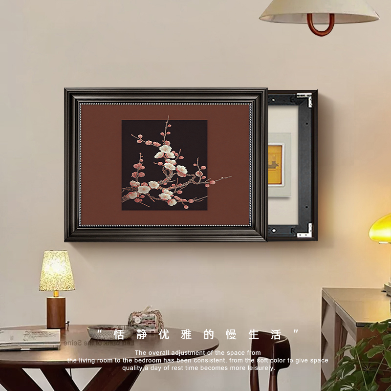 法式中古风电表箱装饰画高级感复古创意配电箱盒遮挡丑梅花兰挂画