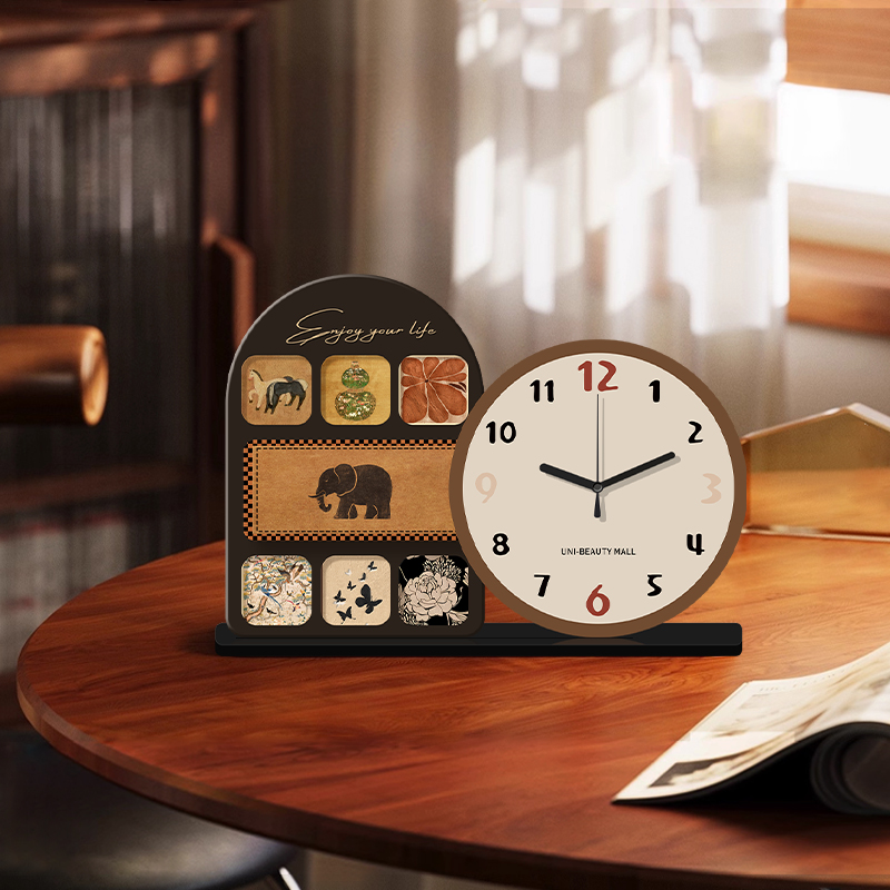 中古风桌面时钟摆台式座钟电视柜玄关卧室古典艺术创意轻奢小摆件