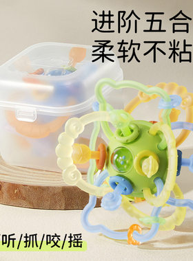 曼哈顿球婴幼儿手抓球硅胶可咬水煮牙胶磨牙宝宝抓握摇铃原子球