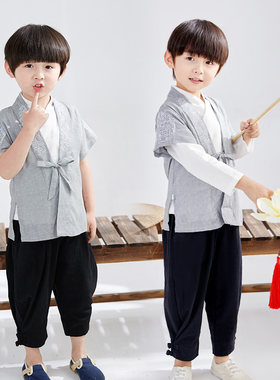 四季亚麻男童古装棉麻汉服