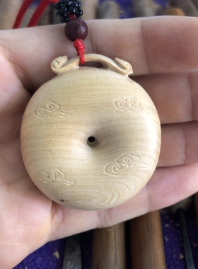 奇木手作·乐清黄杨木雕【扣心怀古】平安扣吊坠手把件工艺礼品