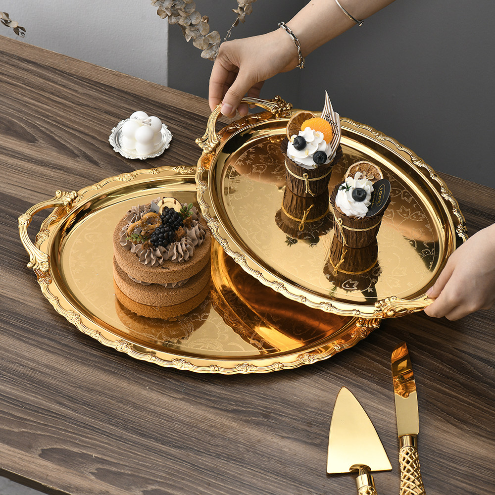 装饰盘茶杯托欧式金色椭圆盘子酒店餐厅水果盘下午茶点心盘甜品盘,餐饮具,餐用托盘,淘宝优惠券,粉丝福利购,淘宝优惠卷
