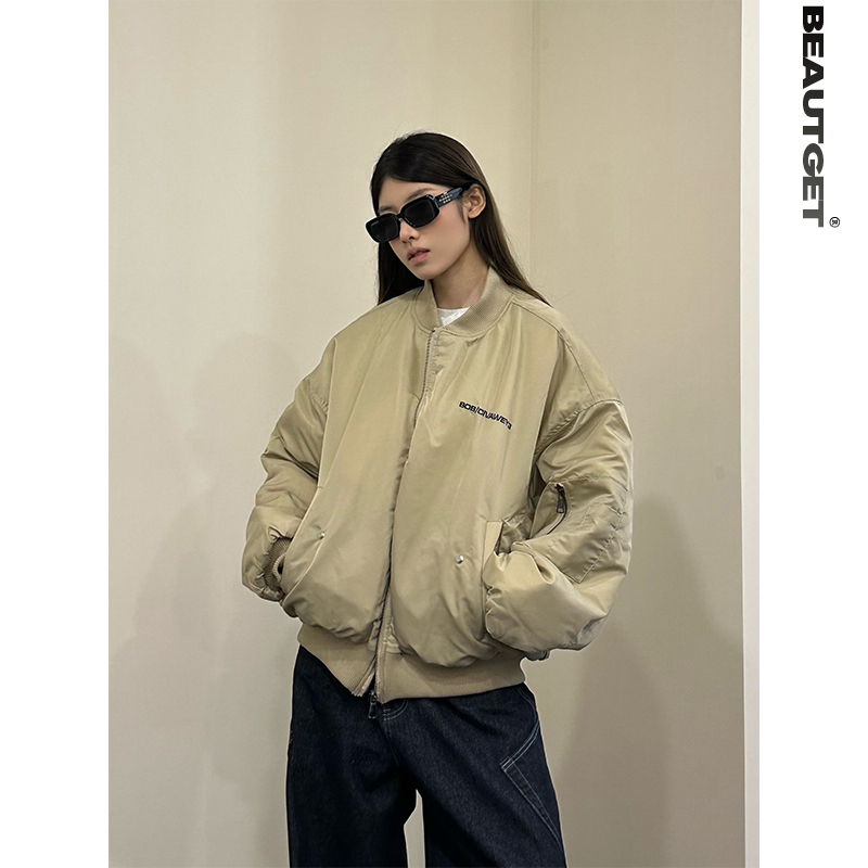 美式街头潮流短宽飞行棉服