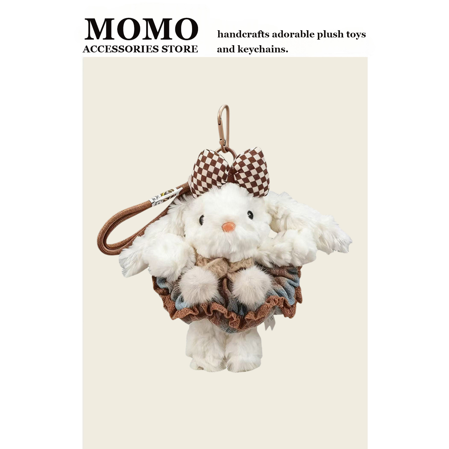 MoMo原创垂耳兔毛绒邦尼小兔子公仔可爱玩偶包包挂件情侣生日礼物