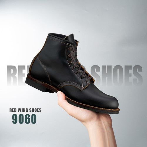 RedWing红翼9060工装靴6寸贝克曼D头圆头扁头油蜡皮男靴马丁靴黑