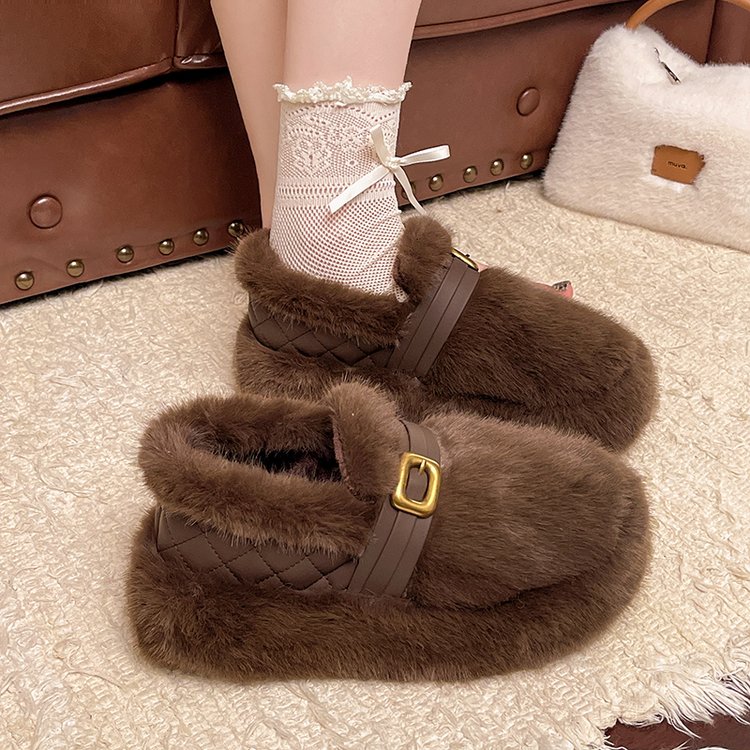 厚底毛毛鞋女外穿2025新款冬季