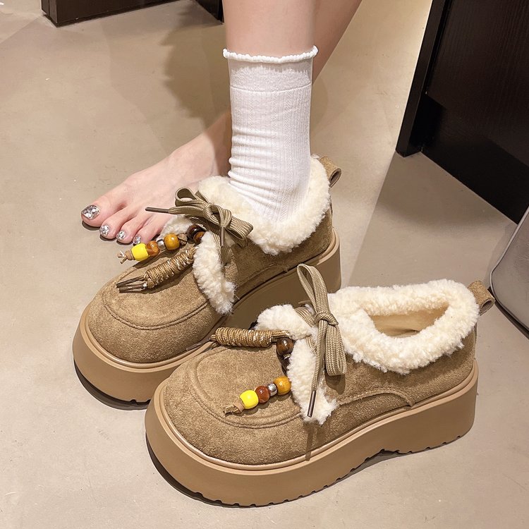 厚底勃肯鞋短筒雪地靴女加绒