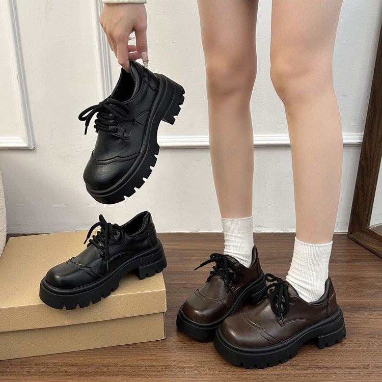 黑色复古英伦风小皮鞋女2026新款百搭圆头jk单鞋棕色厚底乐福鞋子,女鞋,深口单鞋,淘宝优惠券,粉丝福利购,淘宝优惠卷