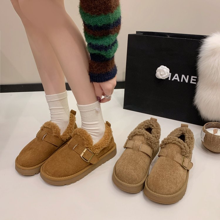 厚底增高勃肯鞋女加绒保暖雪地靴