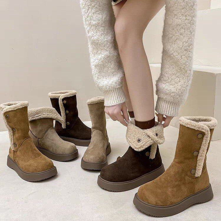 雪地靴女2025短靴冬季新款厚底小个子加绒加厚复古棉鞋保暖棉靴潮,女鞋,时尚雪地靴,淘宝优惠券,粉丝福利购,淘宝优惠卷