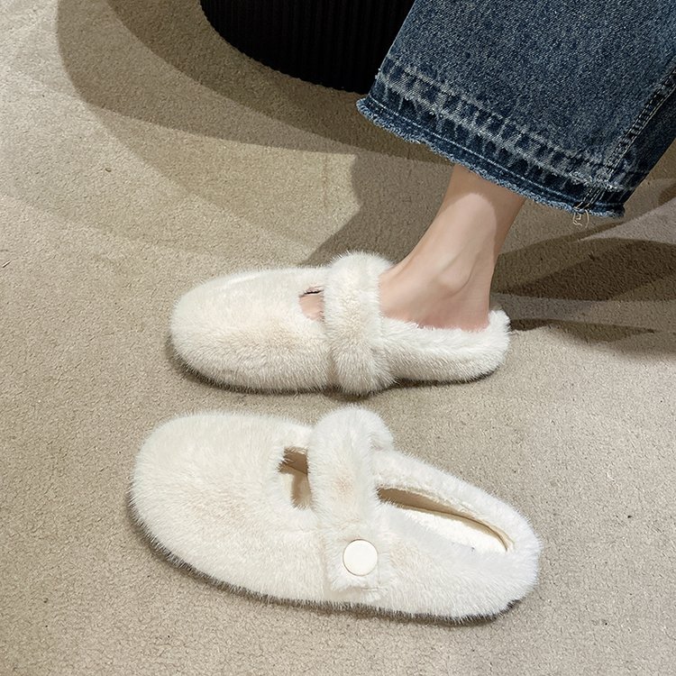 毛绒欧货网红爆款包头毛毛半拖鞋