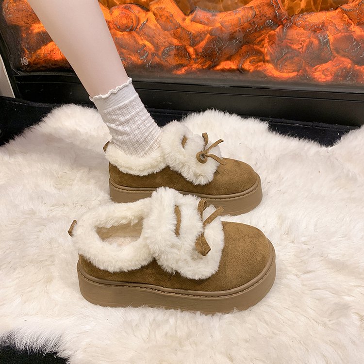 复古增高厚底蝴蝶结勃肯鞋女款