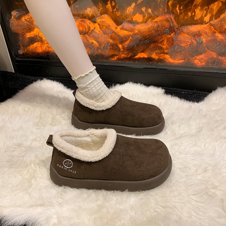 法式气质加绒厚底松糕单鞋女加绒