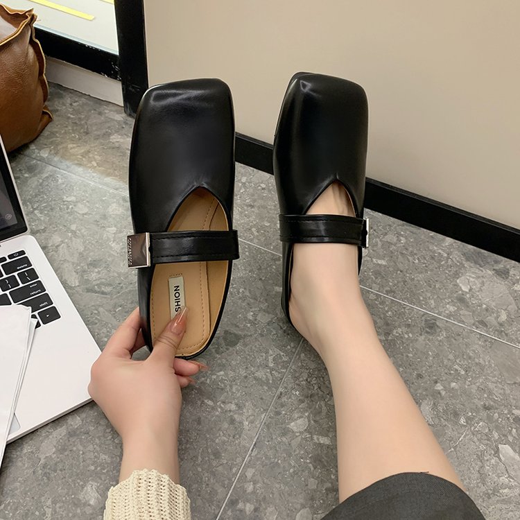 软底包头半拖鞋女2025春季新款懒人一脚蹬外穿方头百搭孕妇凉拖鞋