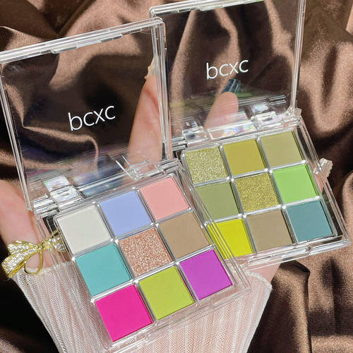 大地色九色眼影盘珠光哑光亮片眼影九宫格细闪彩妆