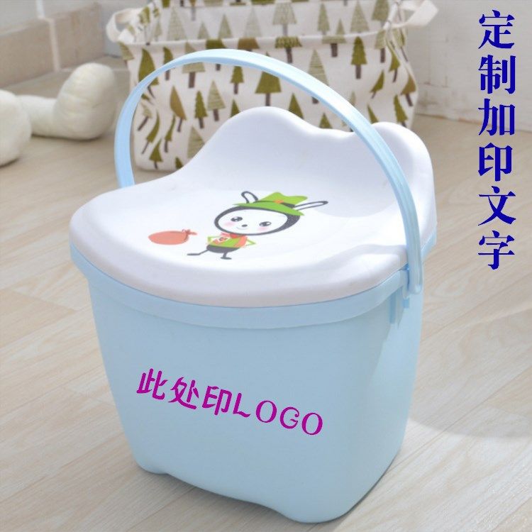 塑料手提收纳凳储物箱多功能洗澡桶收纳整理箱礼品定制印字印LOGO